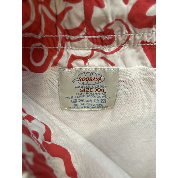 Soobaya Swim Short Mens Size XXL Trunks Red Floral Love Lined Pockets Beach - Picture 4 of 8